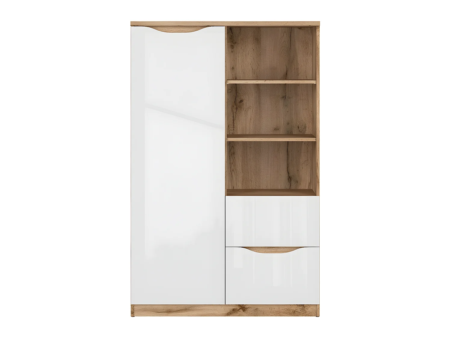 Petite armoire 1 porte 2 tiroirs June Blanc et Bois