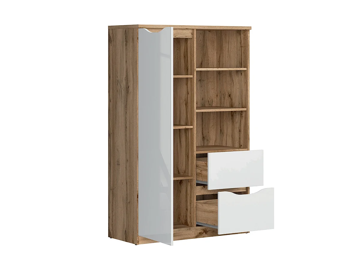 Armadio 1 anta 2 cassetti June bianco e marrone 148cm