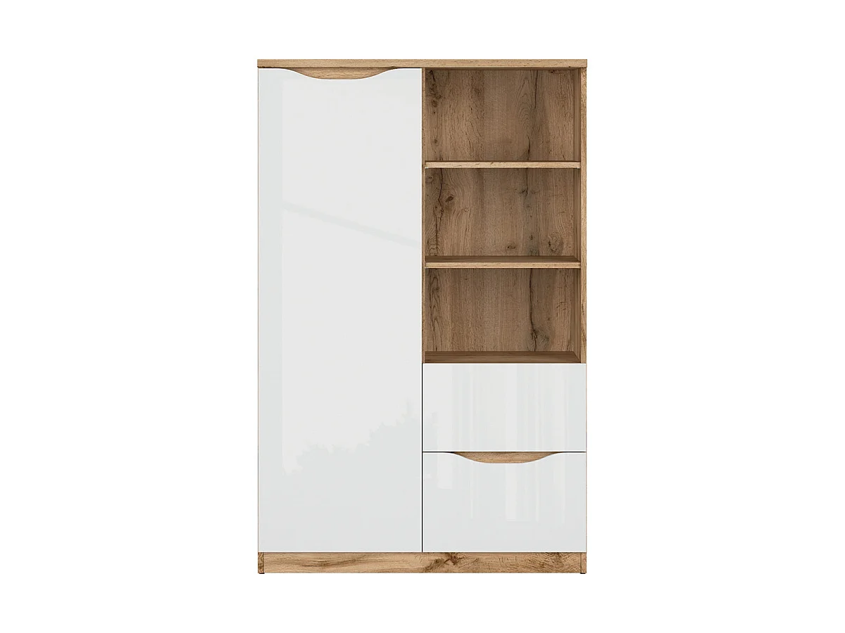 Armadio 1 anta 2 cassetti June bianco e marrone 148cm