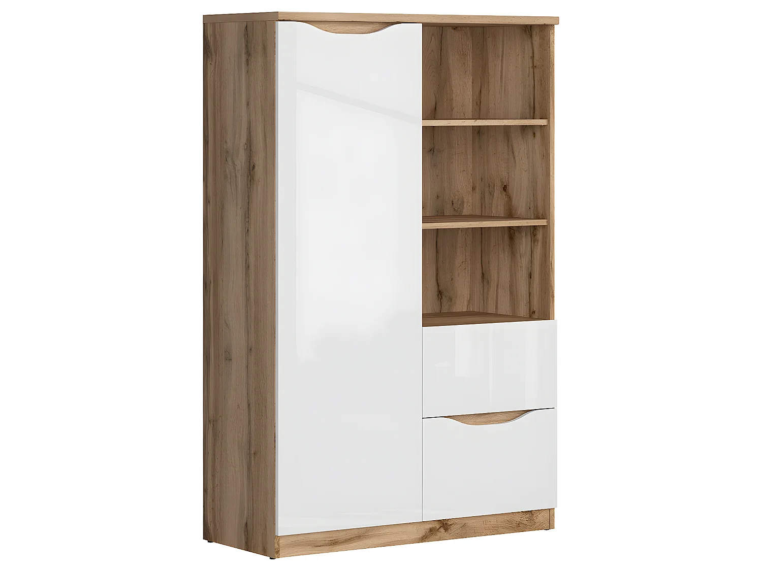 Kleine 1-deurs kledingkast met 2 laden June Wit en Hout