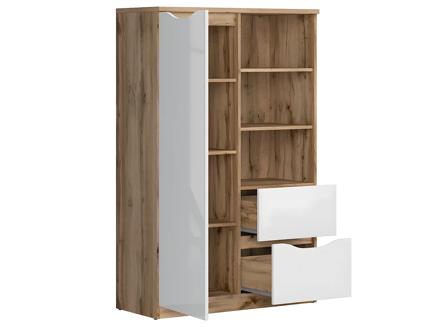 Kleine 1-deurs kledingkast met 2 laden June Wit en Hout