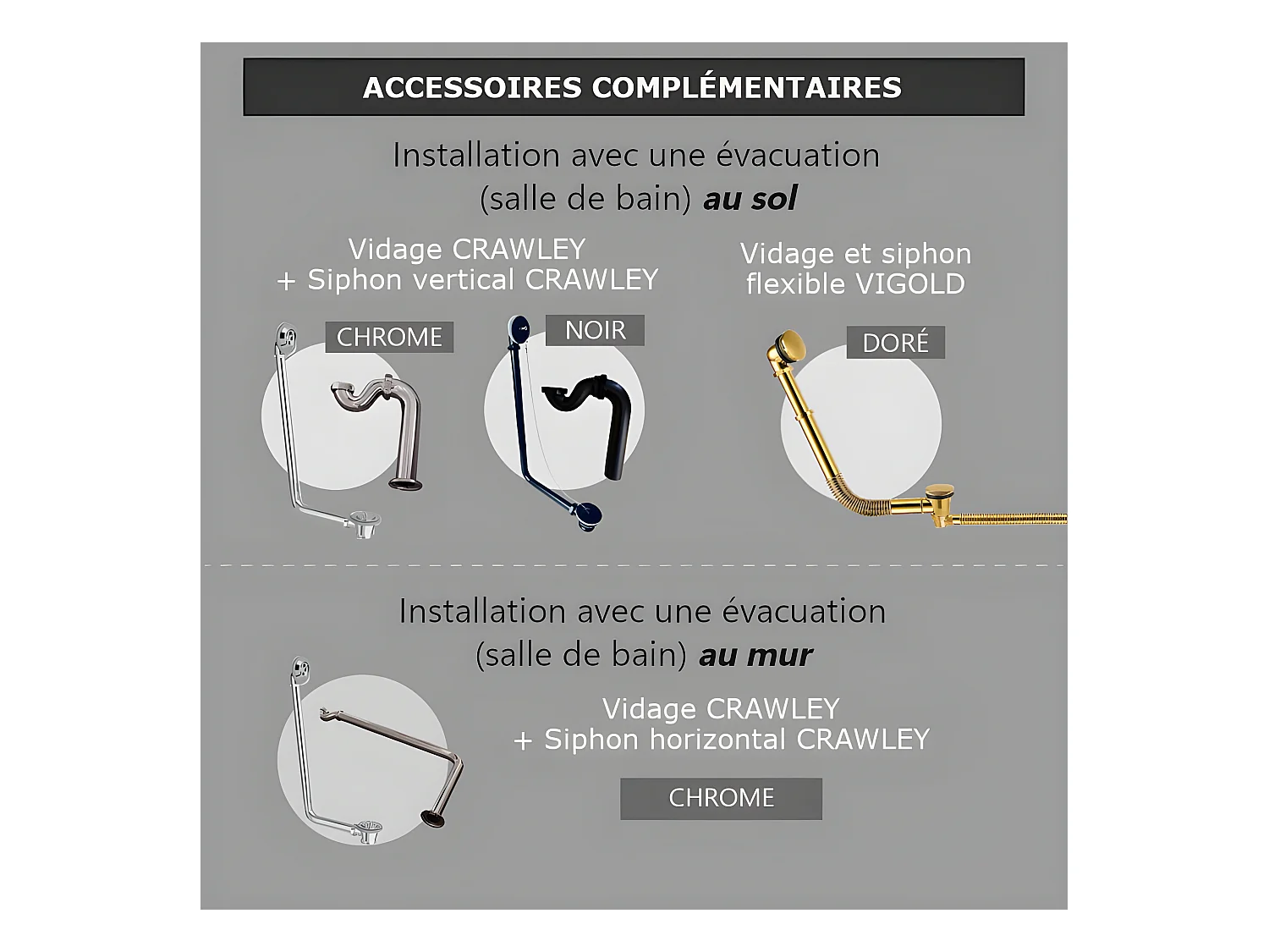 Baignoire sur pieds en fonte LIVINGSTON Noire 170 cm Pieds blancs