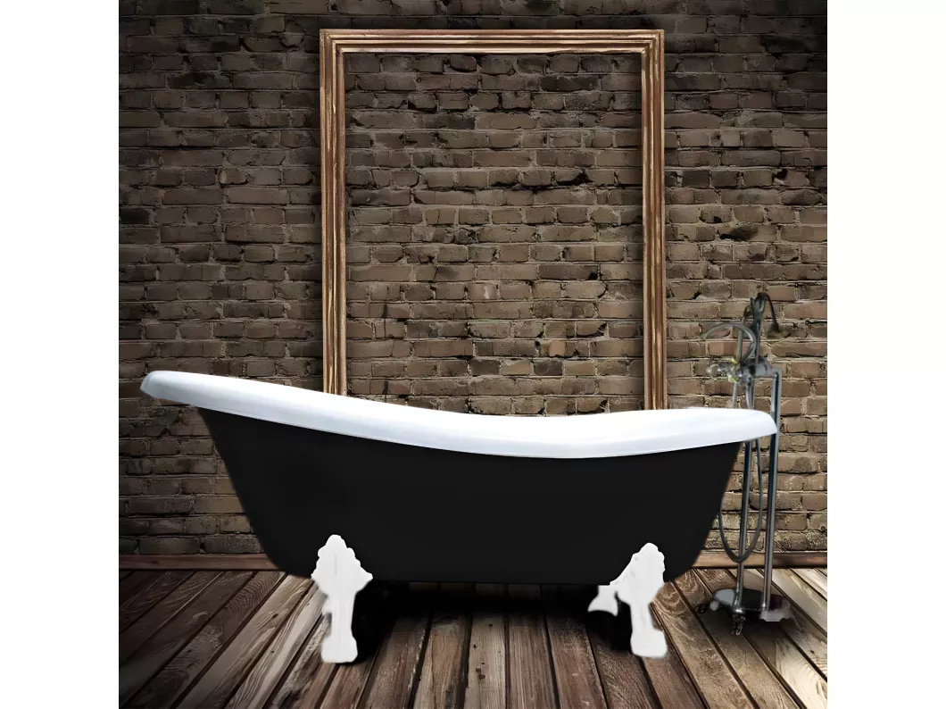 Kauf Unique Vasca da bagno freestanding in ghisa con piedini LIVINGSTON nera 170 cm Piedini bianchi