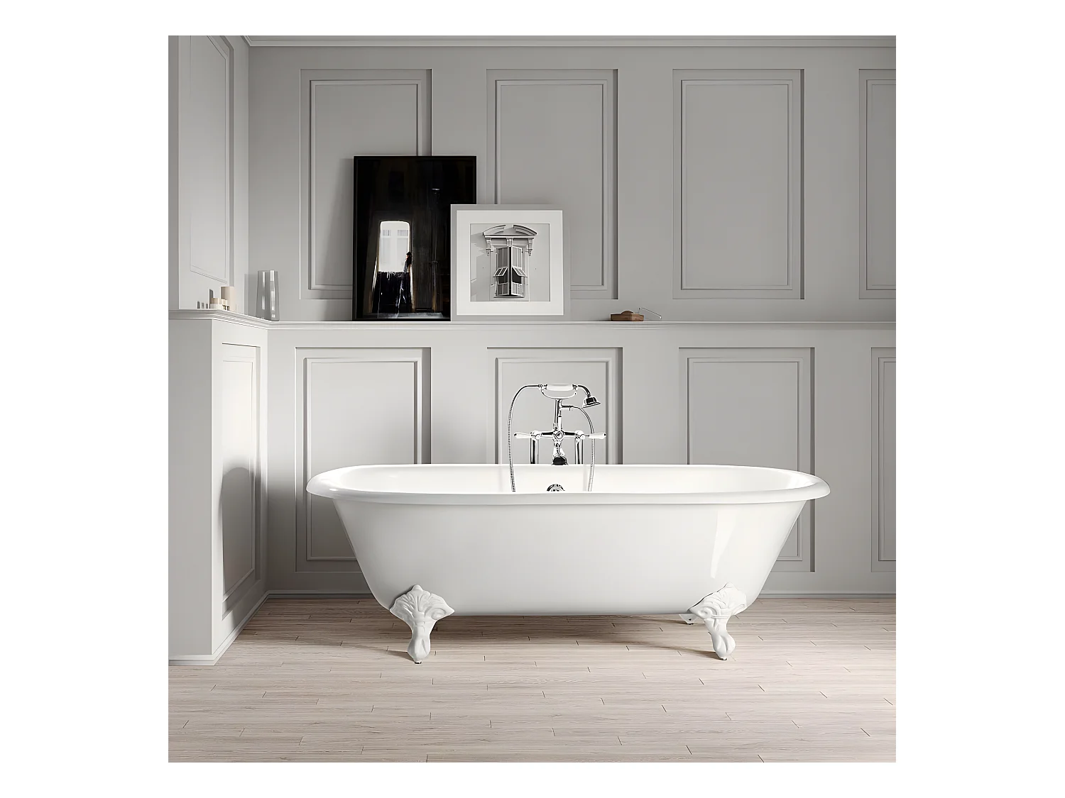 Bañera de Hierro PLYMOUTH blanca  153 cm Patas BLANCAS