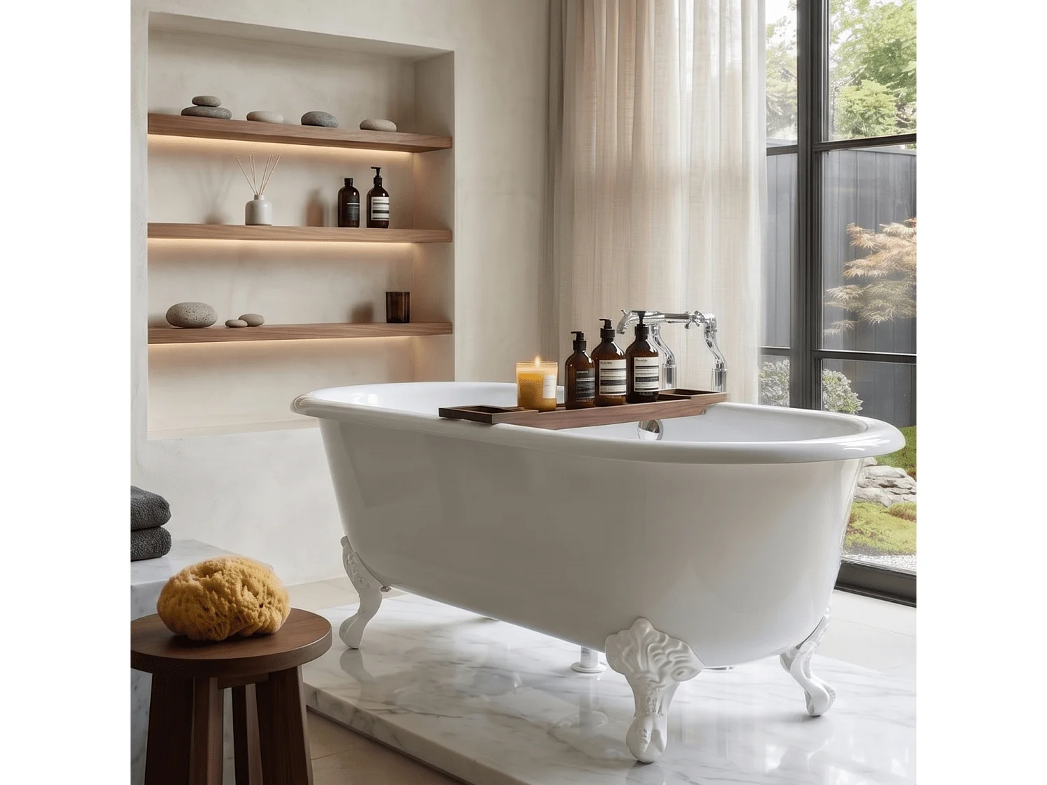 Bañera de Hierro PLYMOUTH blanca  153 cm Patas BLANCAS