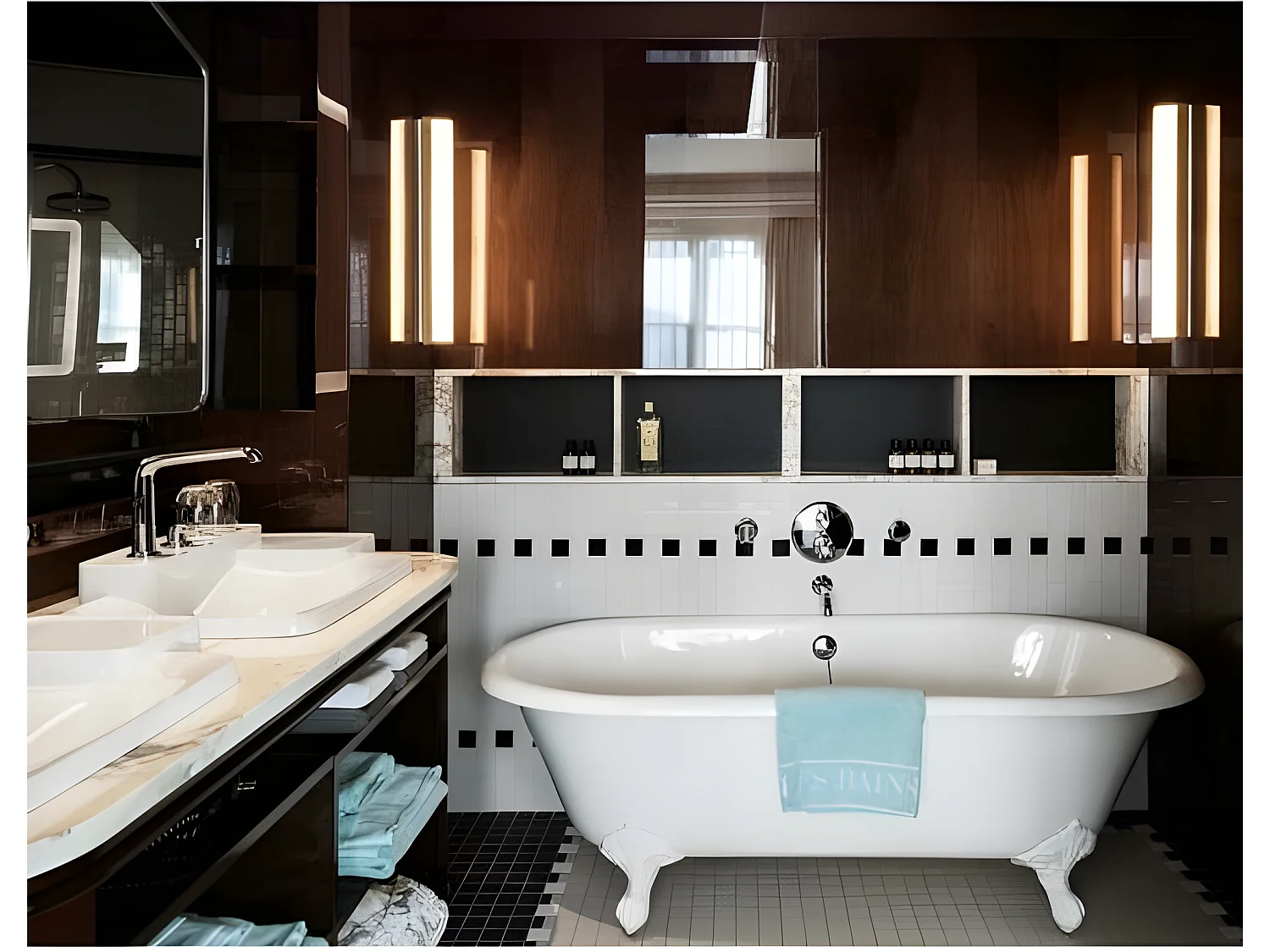 Baignoire sur pieds en fonte PLYMOUTH Blanche 153 cm Pieds noirs