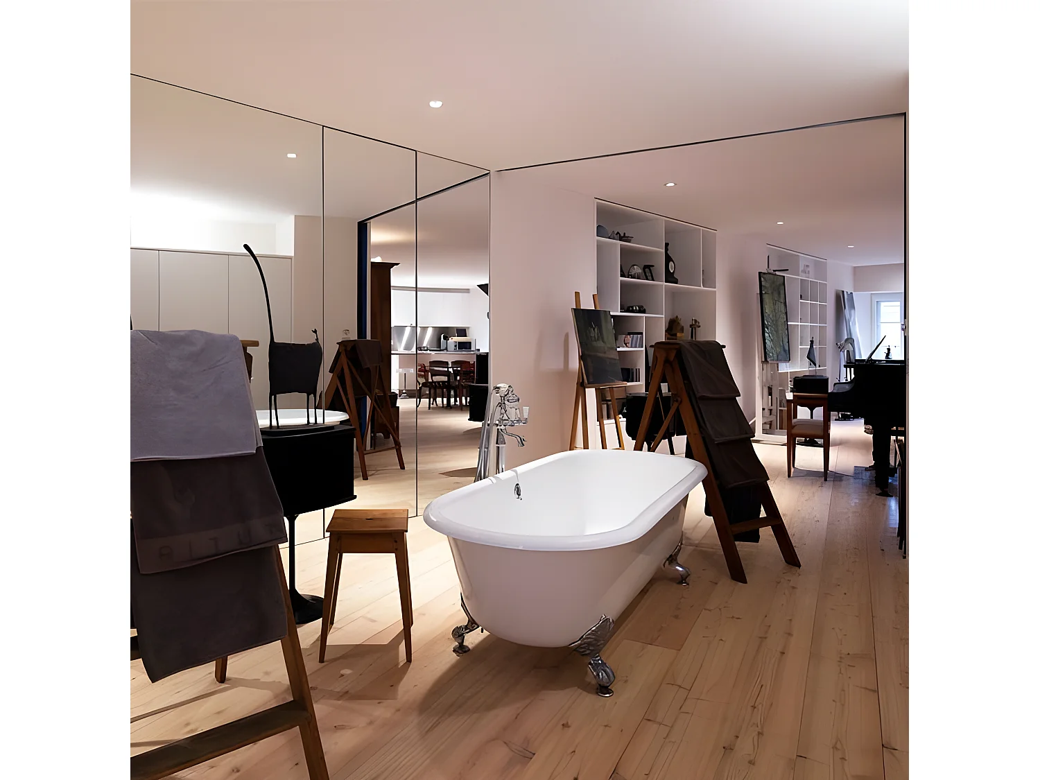 Baignoire sur pieds en fonte PLYMOUTH Blanche 153 cm Pieds noirs