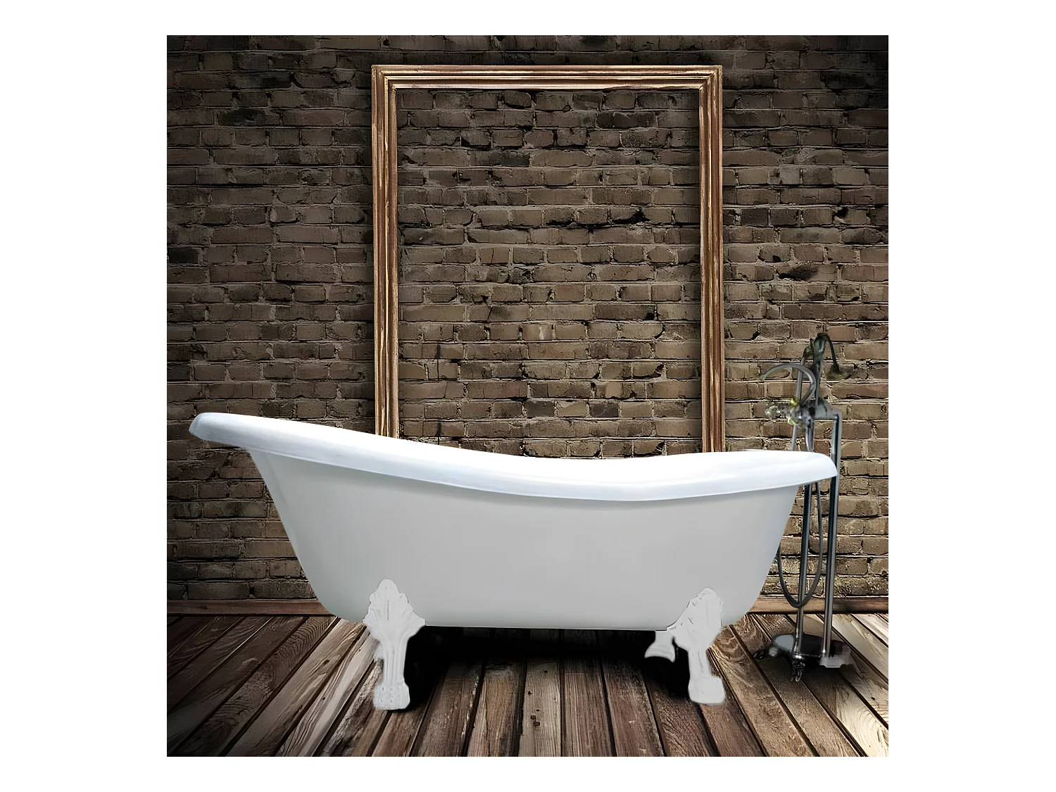 Freistehende Gusseisen Badewanne LIVINGSTON weiß Füße WEISS 170 cm