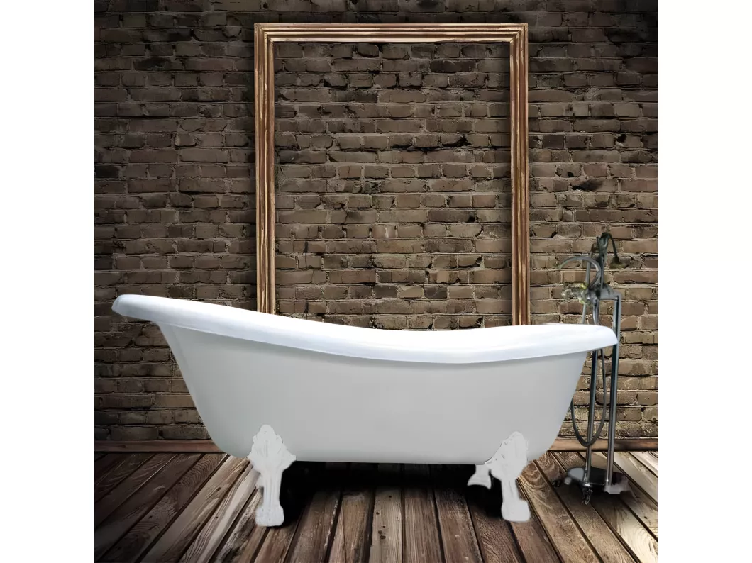 Kauf Unique Vasca da bagno freestanding in ghisa con piedini LIVINGSTON bianca 170 cm Piedini bianchi