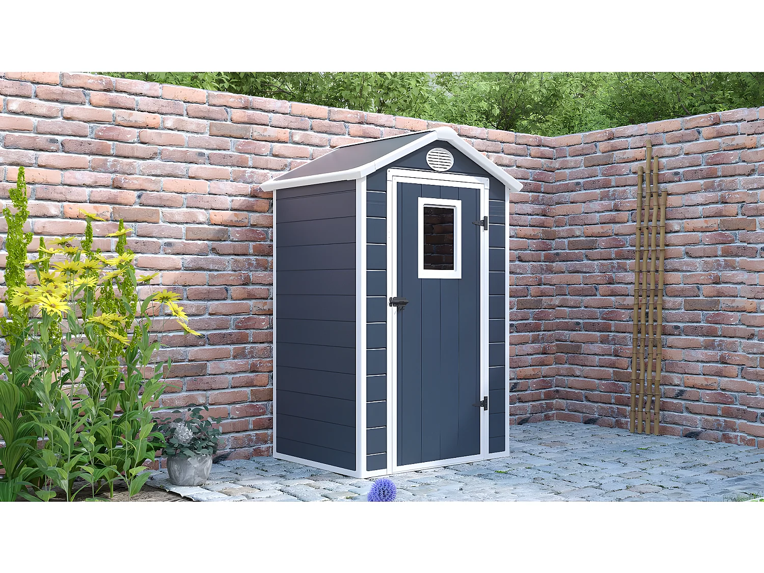 Kunststof Tuinhuis "Texas" Antraciet - Verankeringskit Inbegrepen - 1,34 m²