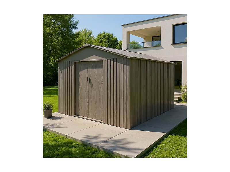 Casetta da giardino in metallo - LEGNO VECCHIO - 9,7 m²