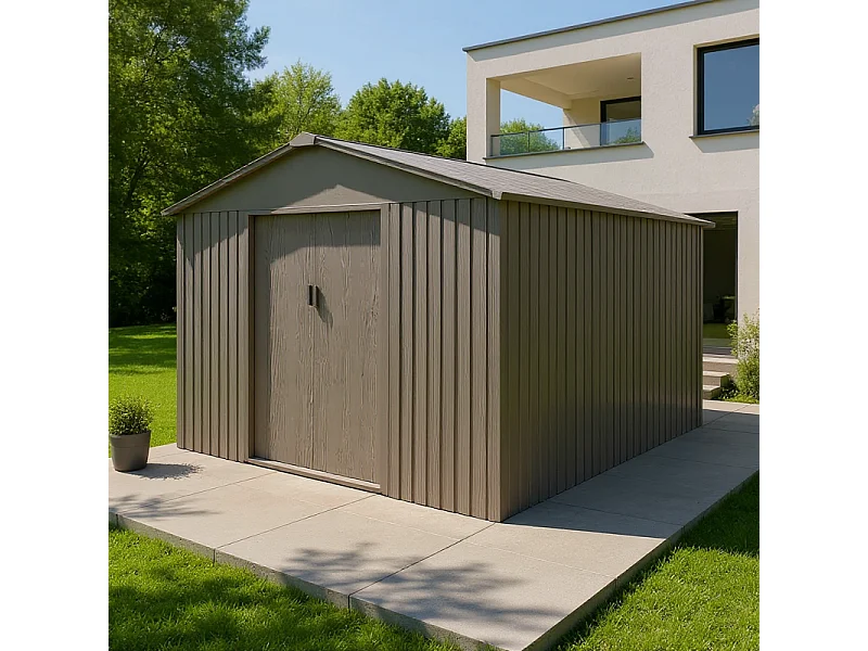 Casetta da giardino in metallo - LEGNO VECCHIO - 9,7 m²