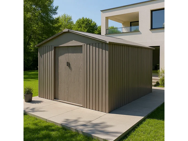 Casetta da giardino in metallo - LEGNO VECCHIO - 9,7 m²