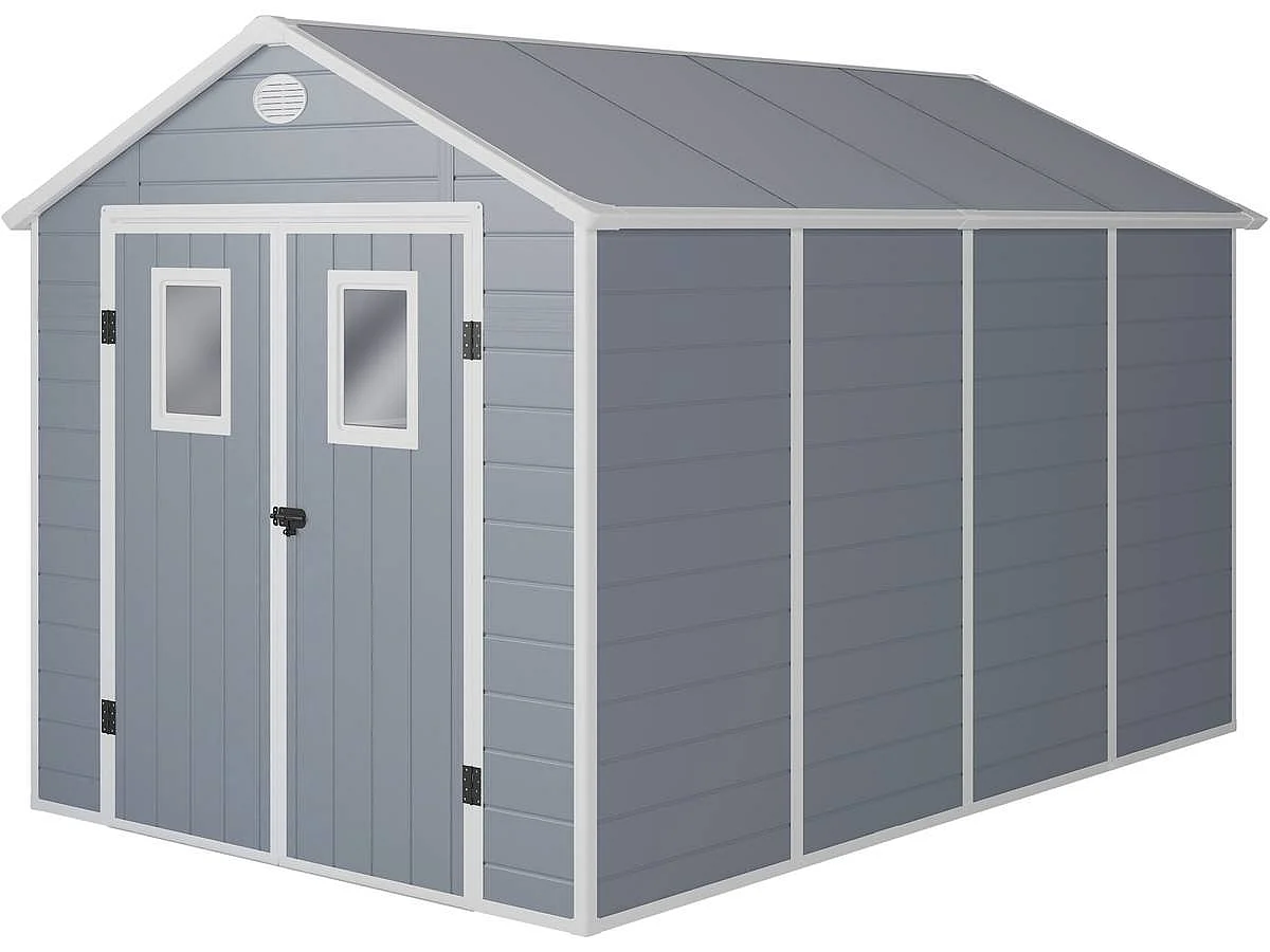 Caseta de jardín "Texas" - 8.82 m² - 368 x 242 x 239 cm - Gris