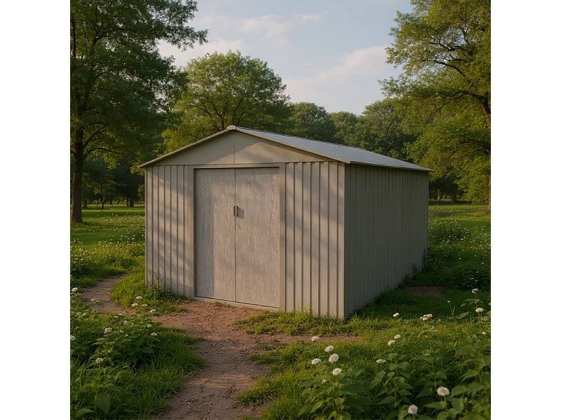 Casetta da giardino in metallo - EFFETTO LEGNO INVECHIATO - 13,5 m²