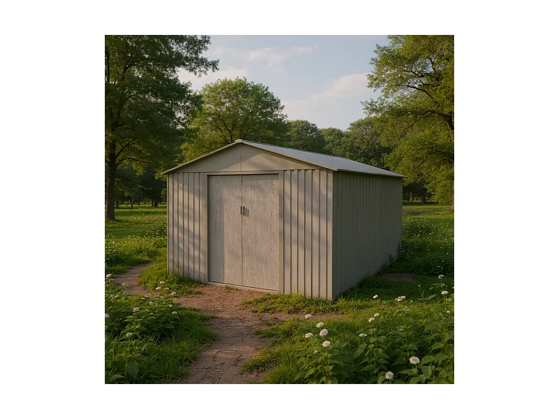 Casetta da giardino in metallo - EFFETTO LEGNO INVECHIATO - 13,5 m²