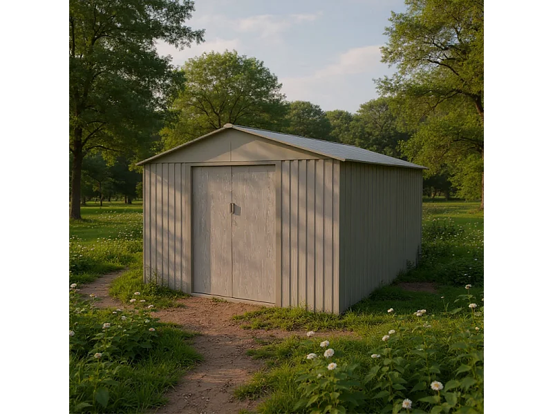 Casetta da giardino in metallo - EFFETTO LEGNO INVECHIATO - 13,5 m²
