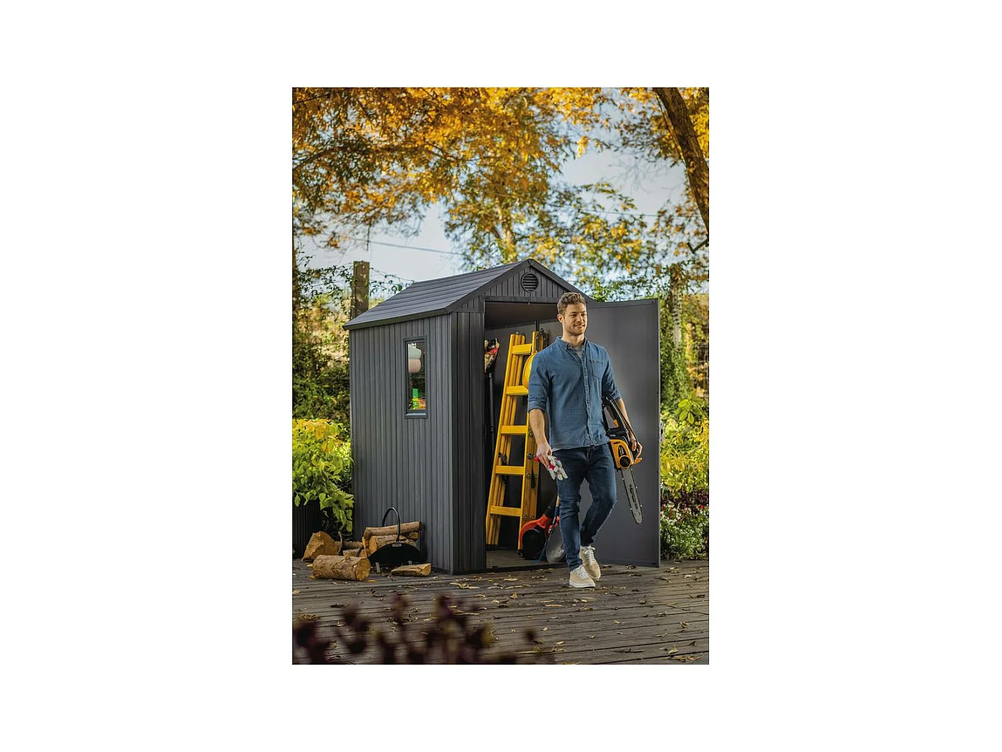 Tuinhuis van hars "Darwin 46" - 2,3m² - Grijs, met stevige vloer en ventilatie