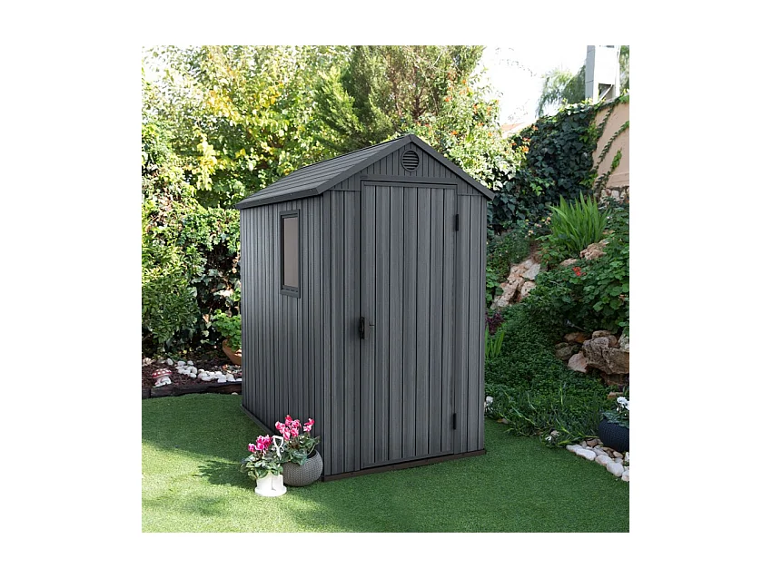 Tuinhuis van hars "Darwin 46" - 2,3m² - Grijs, met stevige vloer en ventilatie