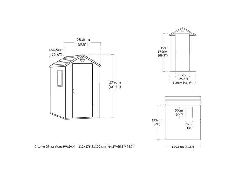 Tuinhuis van hars "Darwin 46" - 2,3m² - Grijs, met stevige vloer en ventilatie