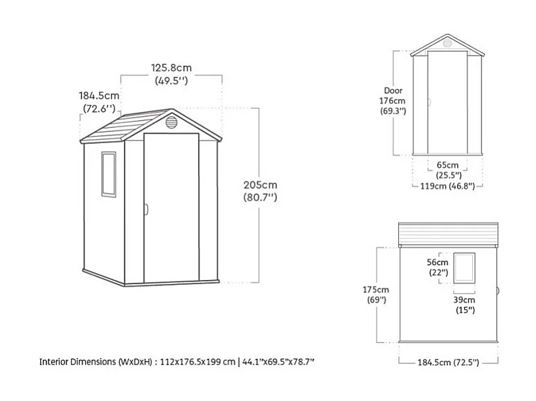 Tuinhuis van hars "Darwin 46" - 2,3m² - Grijs, met stevige vloer en ventilatie