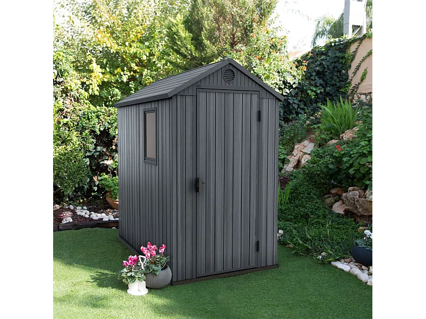 Abri jardin résine "Darwin 46" - 2,3m² - 126 x 185 x 205 cm -  Gris