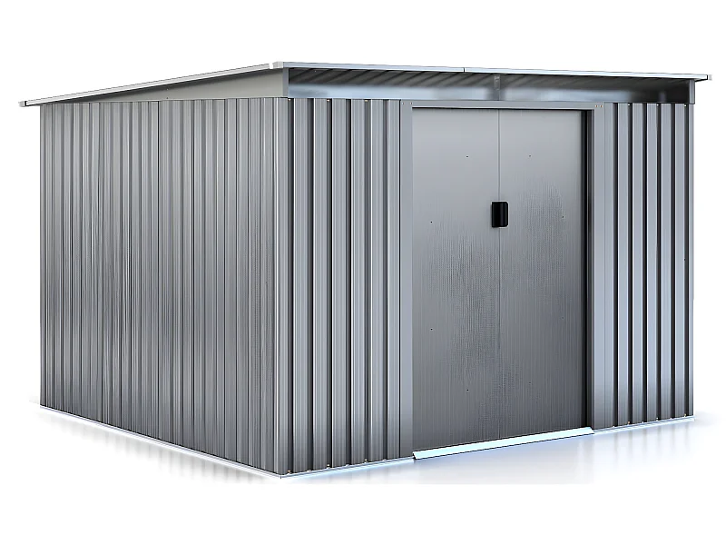 Abrigo de jardim em metal "Texas" - 6,29 m² com porta dupla deslizante e tratamento anti-UV e anti-ferrugem