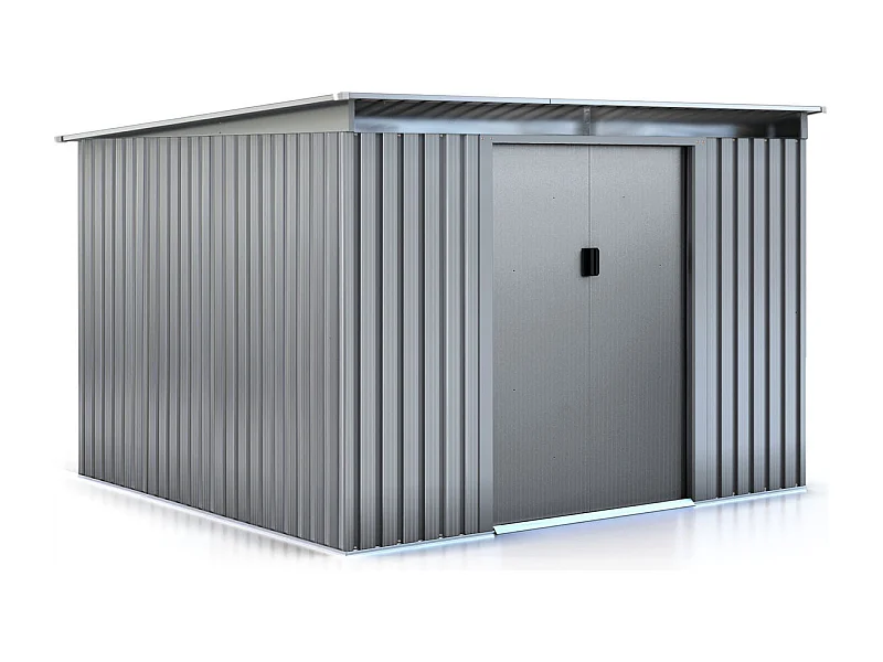 Abri de jardin métal toit plat "Texas" - 6,29 m² - Gris
