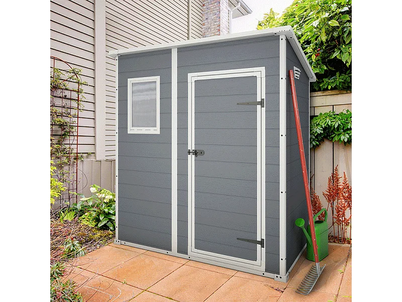 Casetta da giardino in resina - PREMIUM MANOR 64SP - 2m² - Grigio