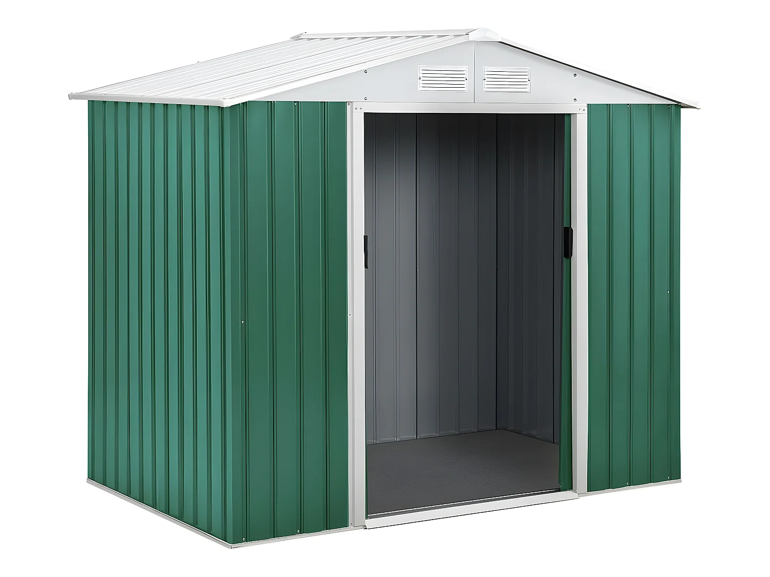 Metalen tuinhuis "Rosas" - 2,71 m² met dubbele schuifdeur en 4 ventilatieroosters