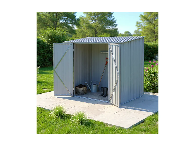 Casetta da giardino in metallo monopendenza - LEGNO VECCHIO - 3,31 m²