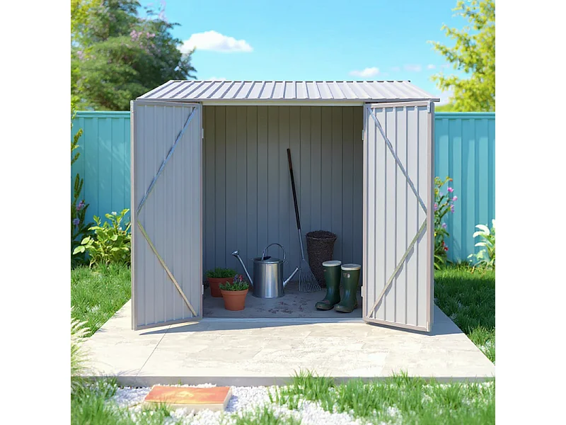 Casetta da giardino in metallo monopendenza - LEGNO VECCHIO - 3,31 m²