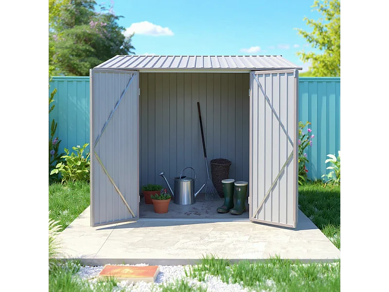 Casetta da giardino in metallo monopendenza - LEGNO VECCHIO - 3,31 m²