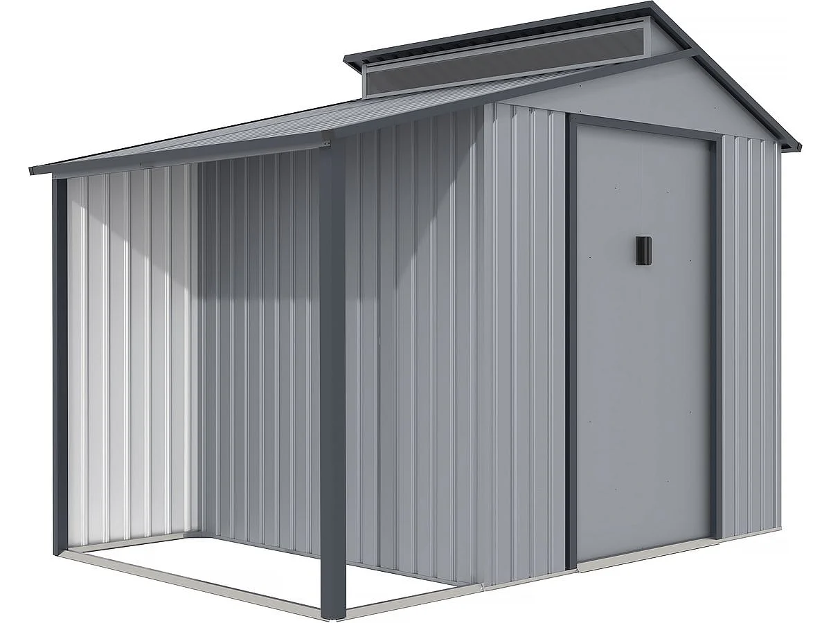 Gerätehaus aus Metall mit Unterstand "Madras" - 5,64 m² - 193 x 292 x 229 cm - Grau