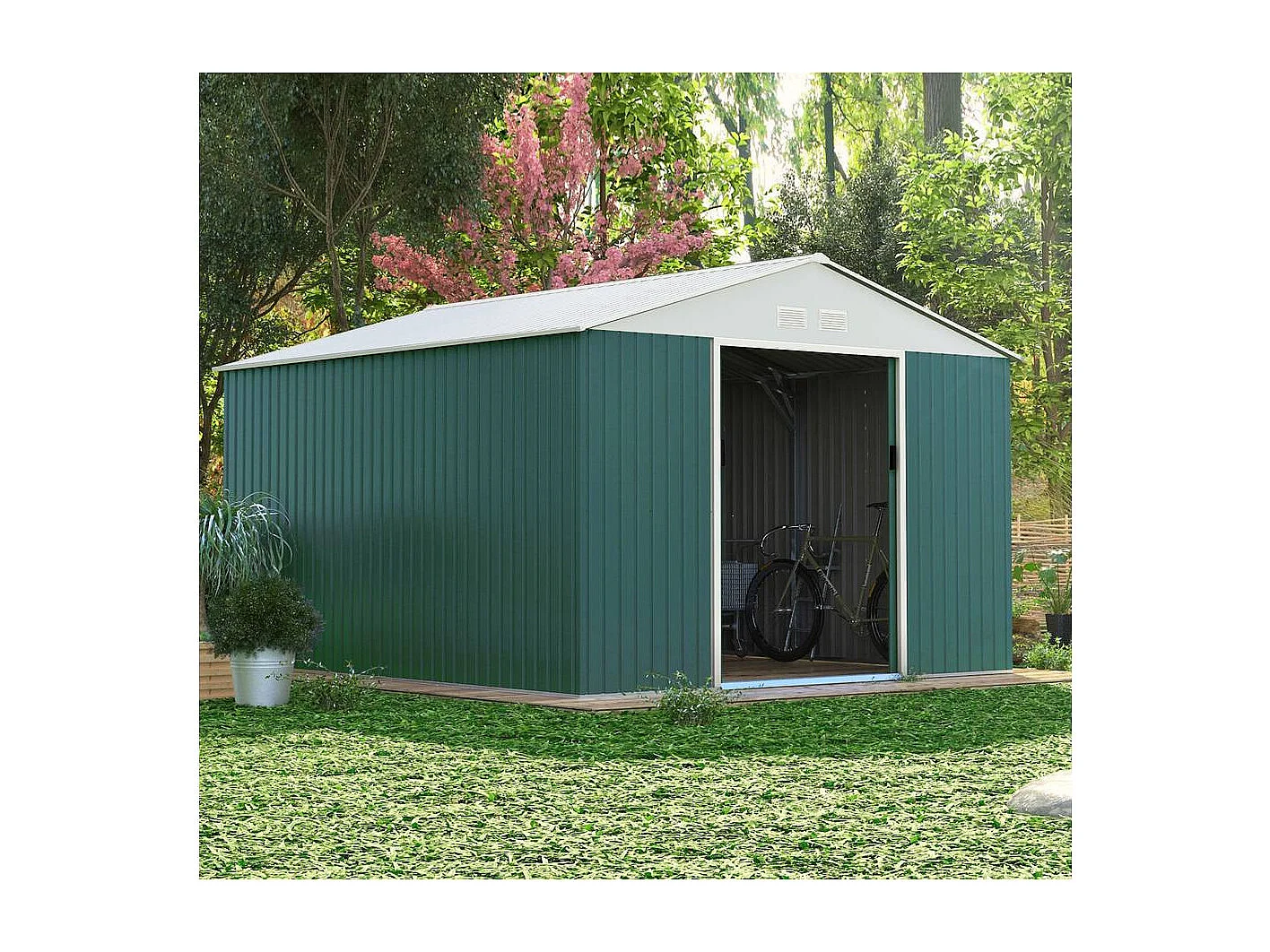 Abri de jardin métal "Rosas" - 10,85 m² - Vert