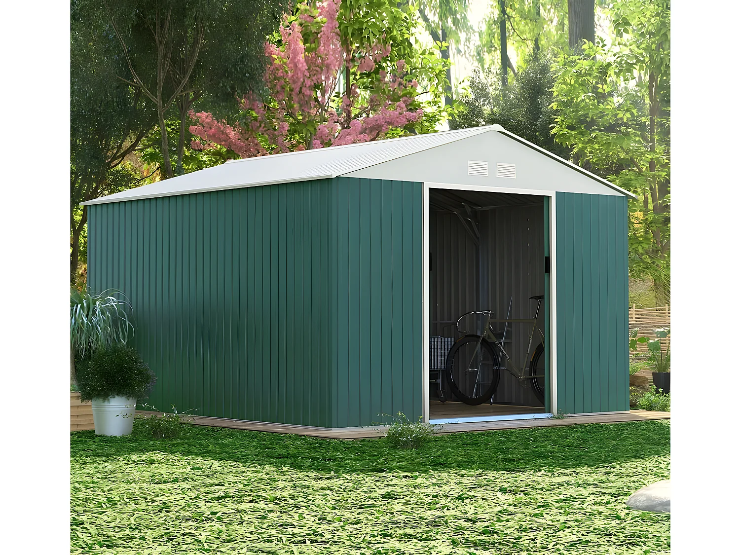 Abri de jardin métal "Rosas" - 10,85 m² - Vert