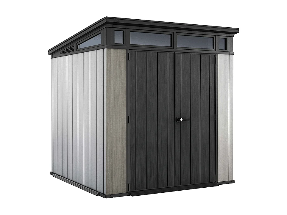 Abri jardin résine "Brossium Monopente 77" - 4.7 m² - 218 x 218 x 226 cm - Gris
