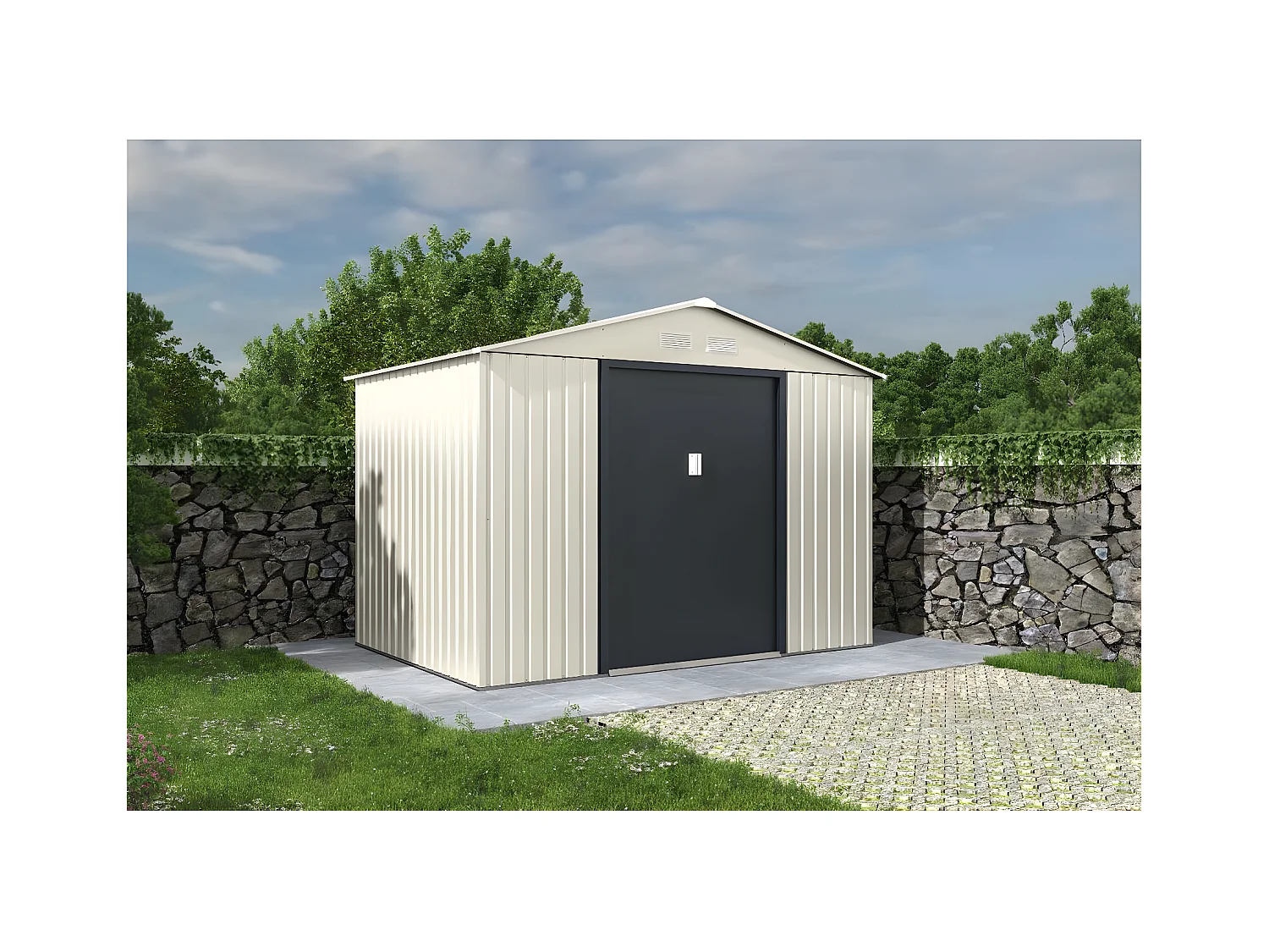 Gerätehaus aus Metall "Nebraska" - 5,29 m2 (4,83 m2 Bodenfläche) - Beige