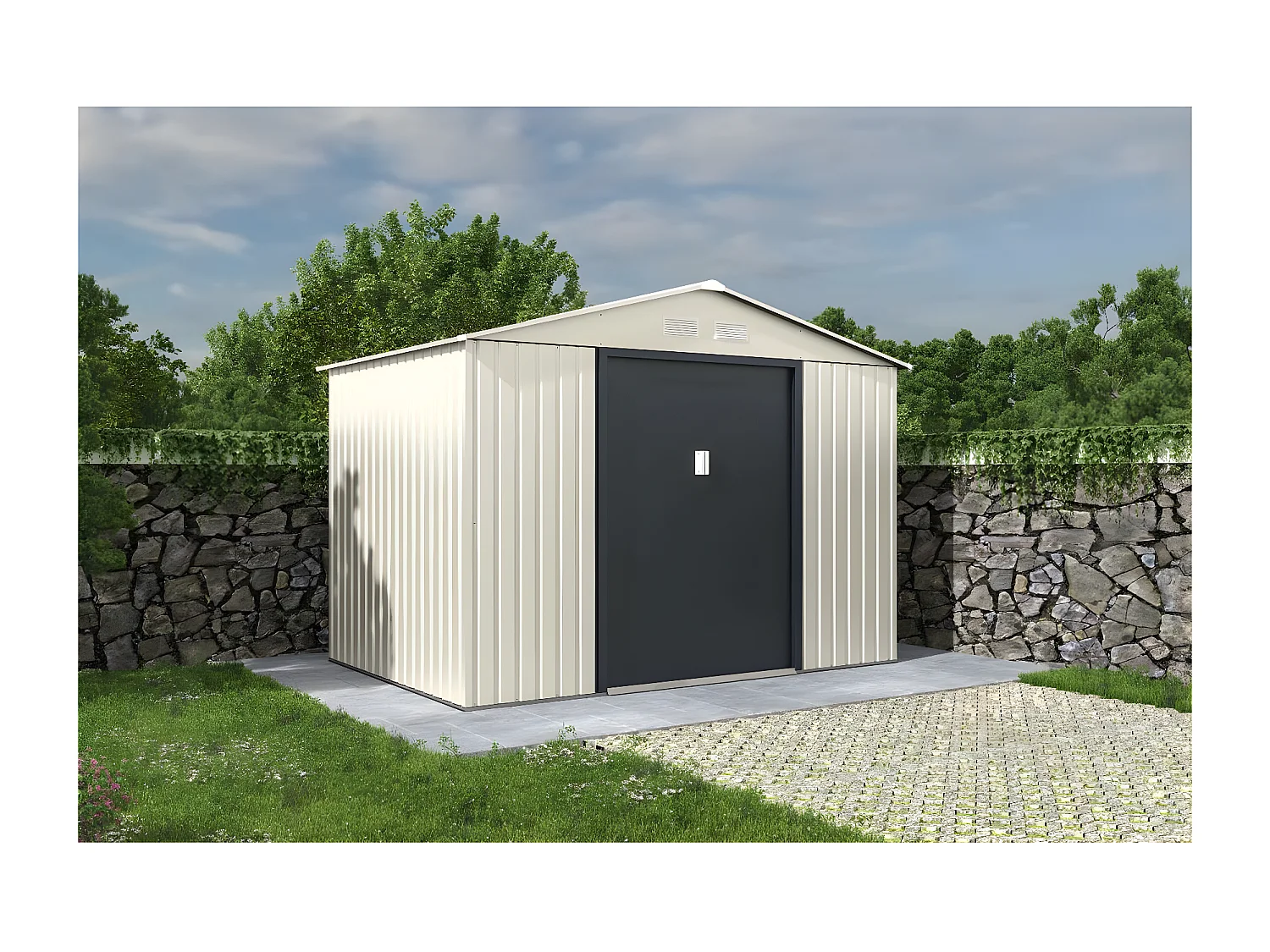 Domek ogrodowy metalowy "Nebraska" - 5,29 m2 (4,83 m2 na gruncie) - Beżowy