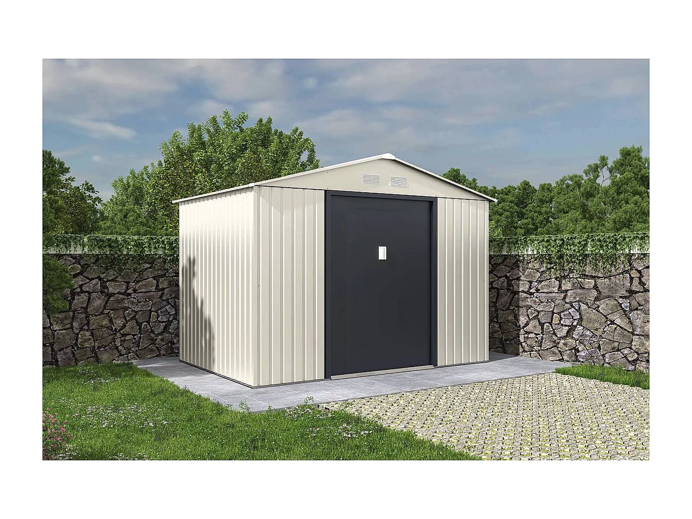 Tuinhuisje metaal "Nebraska" - 5,29 m2 (4,83 m2 grondoppervlak) - Beige - lichtbruin