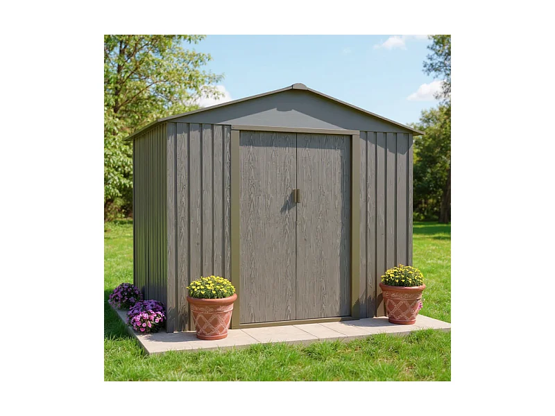 Casetta da giardino in metallo - LEGNO VECCHIO - 4,7 m²