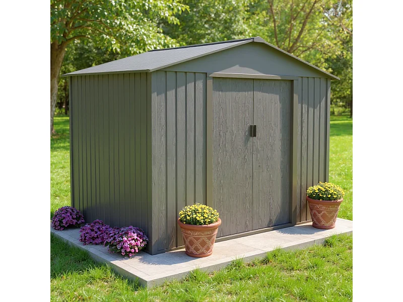 Casetta da giardino in metallo - LEGNO VECCHIO - 4,7 m²