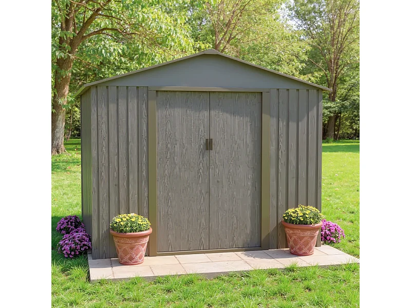 Casetta da giardino in metallo - LEGNO VECCHIO - 4,7 m²