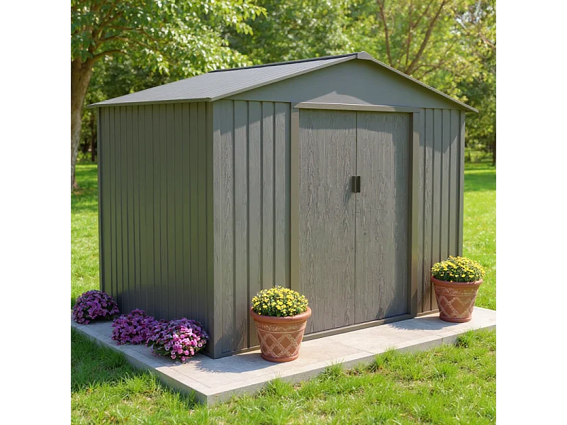 Casetta da giardino in metallo - LEGNO VECCHIO - 4,7 m²