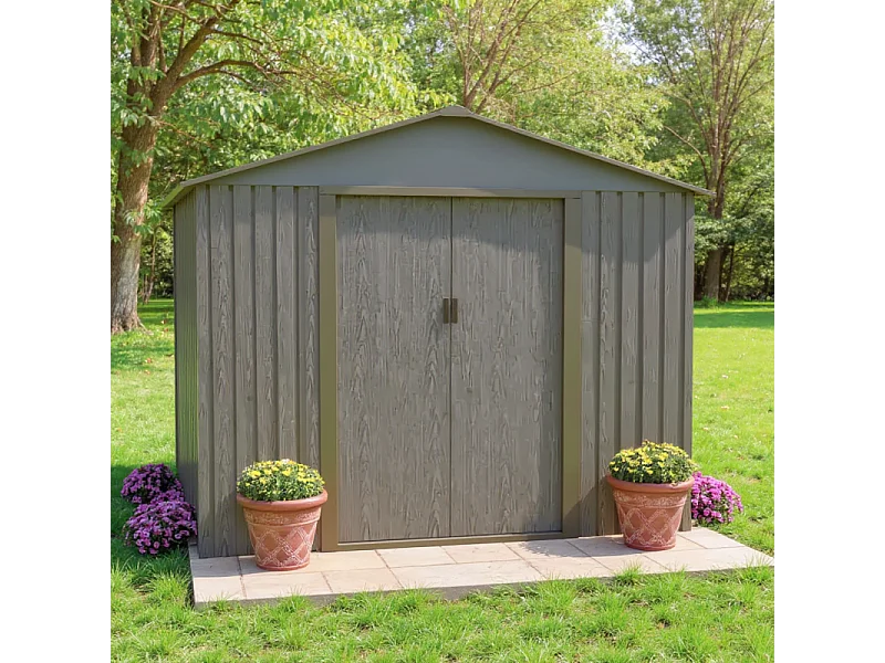 Casetta da giardino in metallo - LEGNO VECCHIO - 4,7 m²