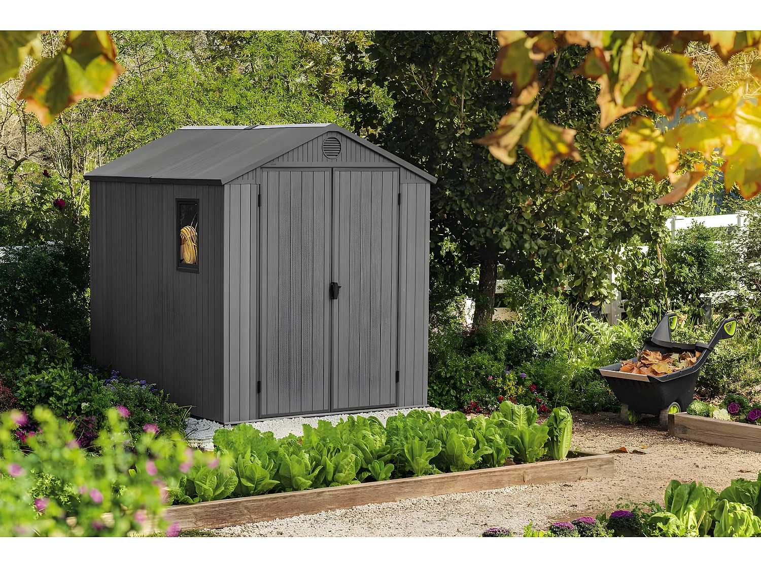 Tuinhuis van hars Darwin 68 - 4,1m² - Antracietgrijs met geïntegreerde vloer