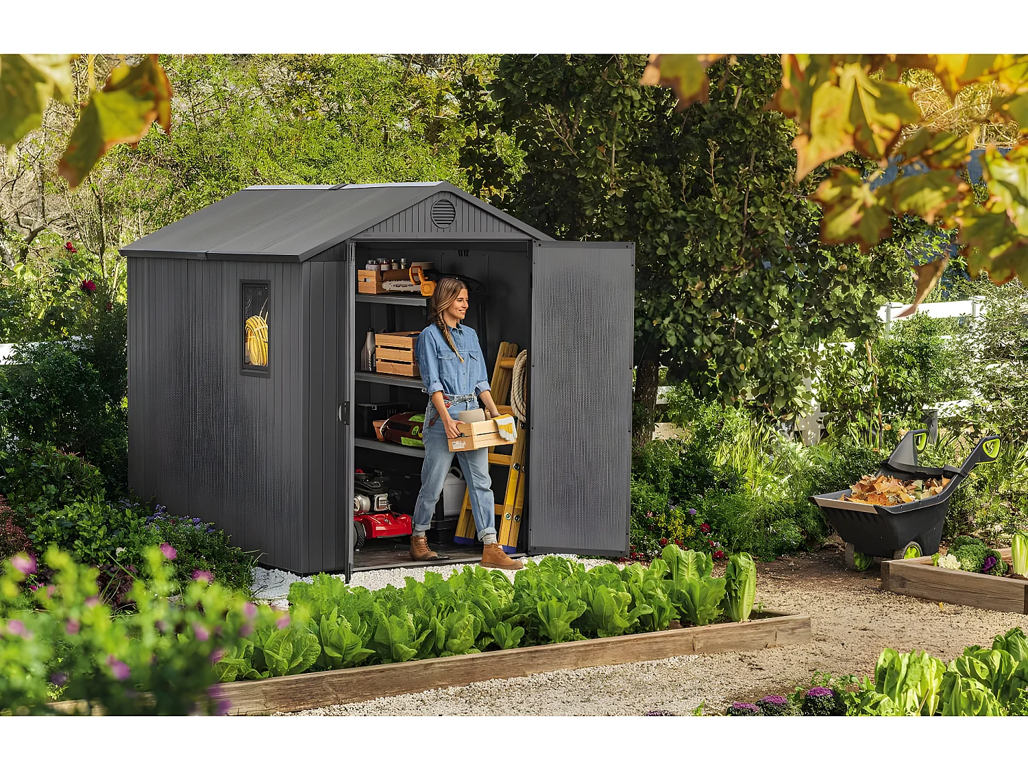 Tuinhuis van hars Darwin 68 - 4,1m² - Antracietgrijs met geïntegreerde vloer