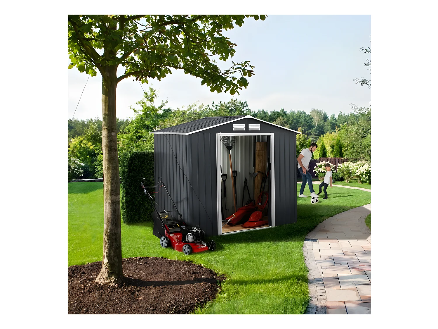 Abri de jardin métal "Vegas" - 2,7 m² - Gris
