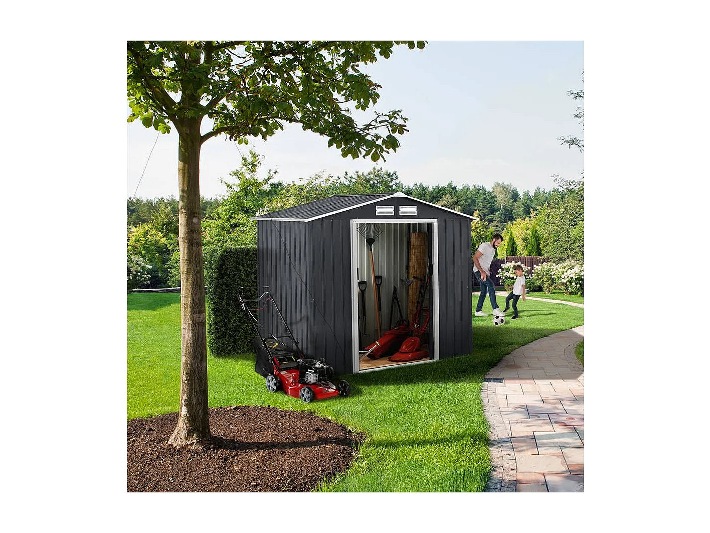 Abri de jardin métal "Vegas" - 2,7 m² - Gris