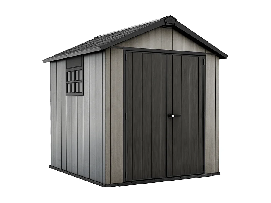 Abri jardin résine "Brossium Oakland 757" - 5,1 m² - 230 x 223.8 x 241.9 cm - Gris brossé